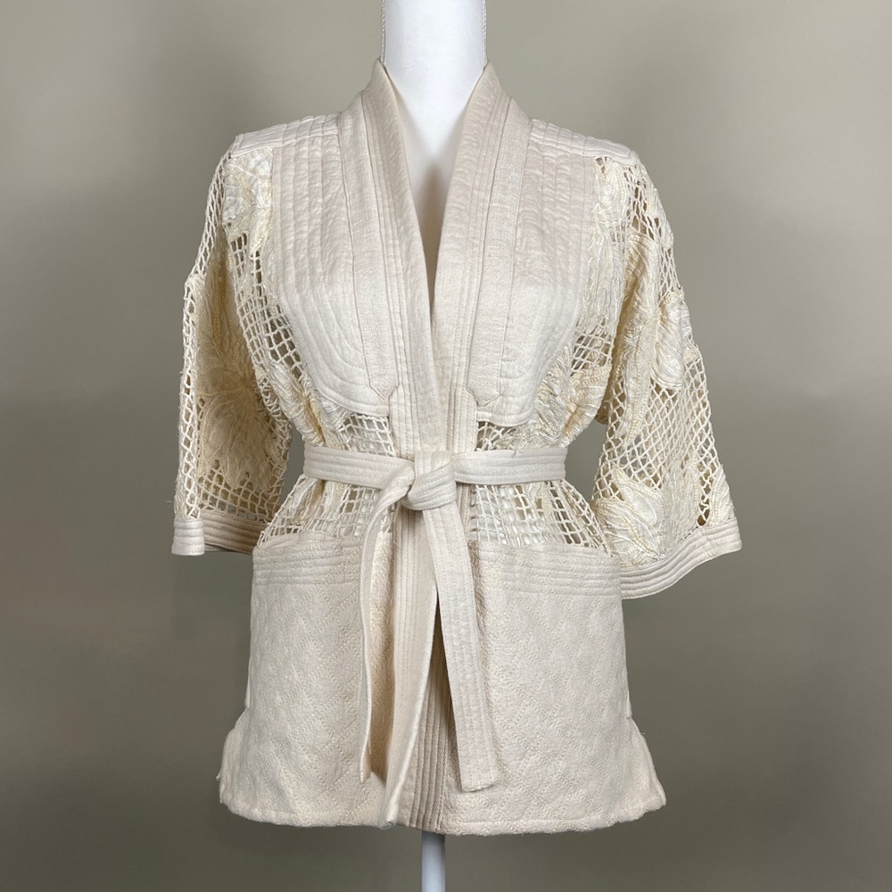 Free People New Romantics Embroidered Tie Jacket